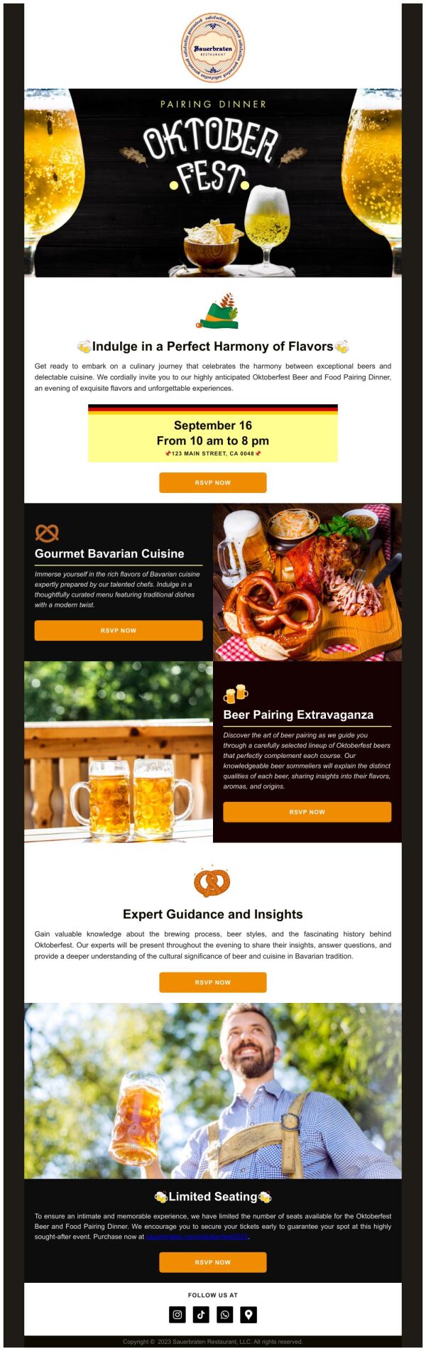 Event Promotion Email Template 'Pairing Dinner' for Oktoberfest ...