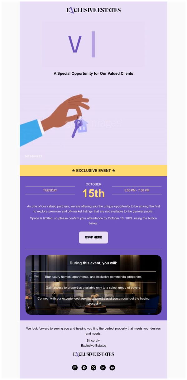 Event Promotion Email Template 'Property Viewing' for Real Estate ...