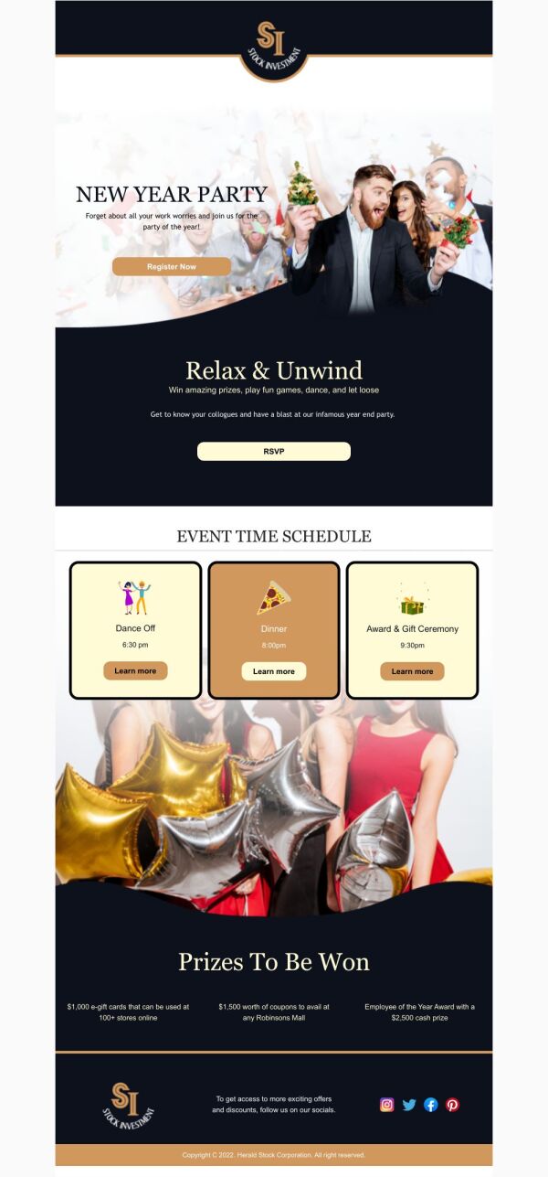 Event Promotion Email Template 'Relax and Unwind' for New Year ...