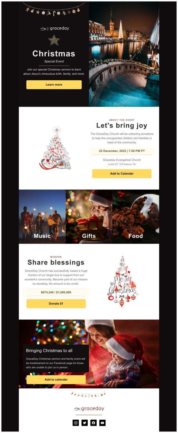 Event Promotion Email Template 'Share Blessings' for Christmas ...