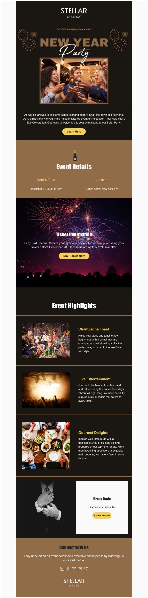 Event Promotion Email Template 'Stellar Party' for New Year | PosterMyWall