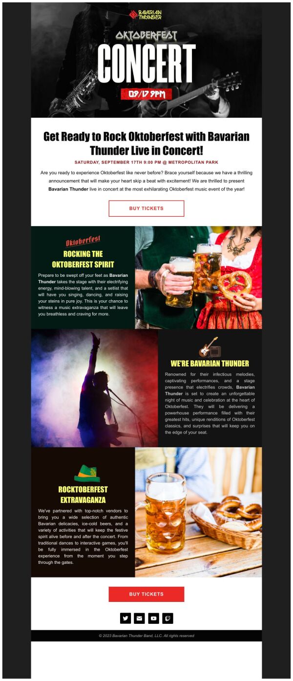 Event Promotion Email Template 'Thunder Life Concert' for Oktoberfest ...