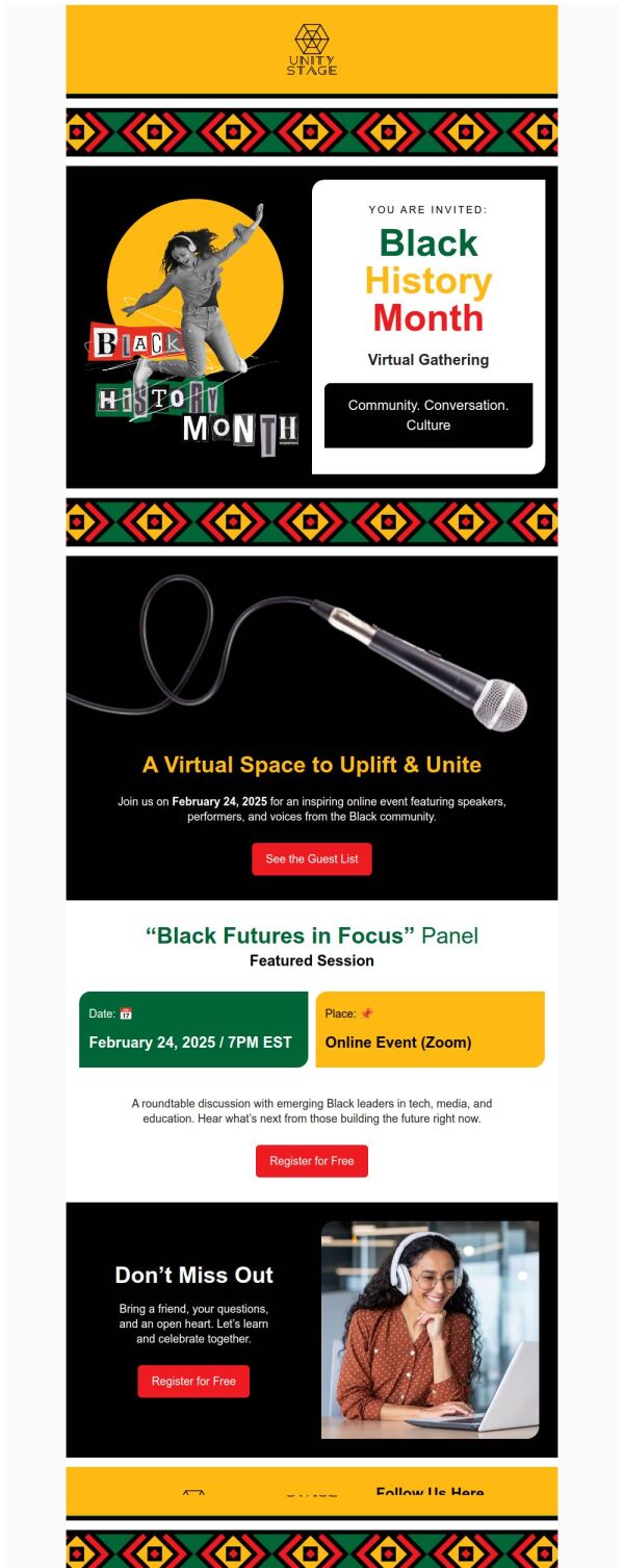 Event Promotion Email Template 'Uplift and Unite' for Black History ...