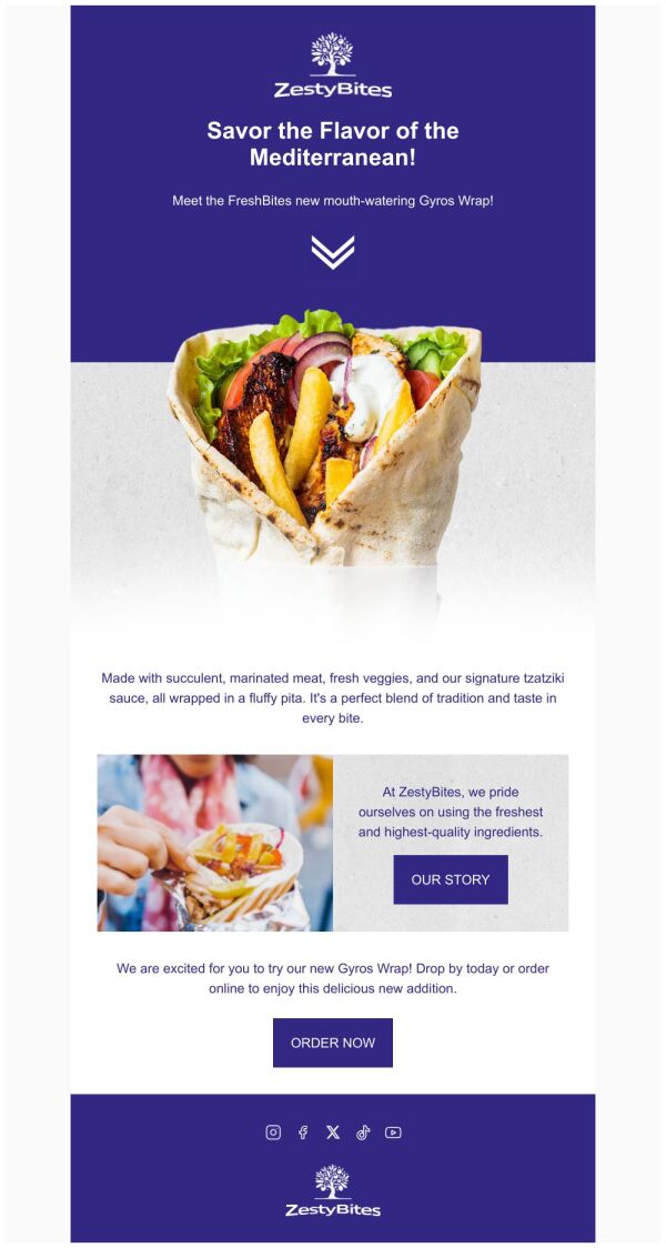Event Promotion Email Template 'Zesty Bites' for Food | PosterMyWall