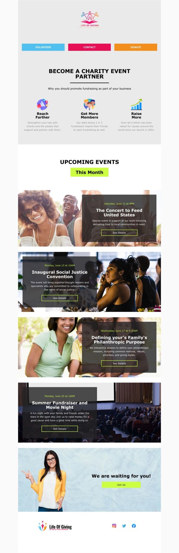 Event Schedule Email Template 'Become A Partner' for Nonprofits ...