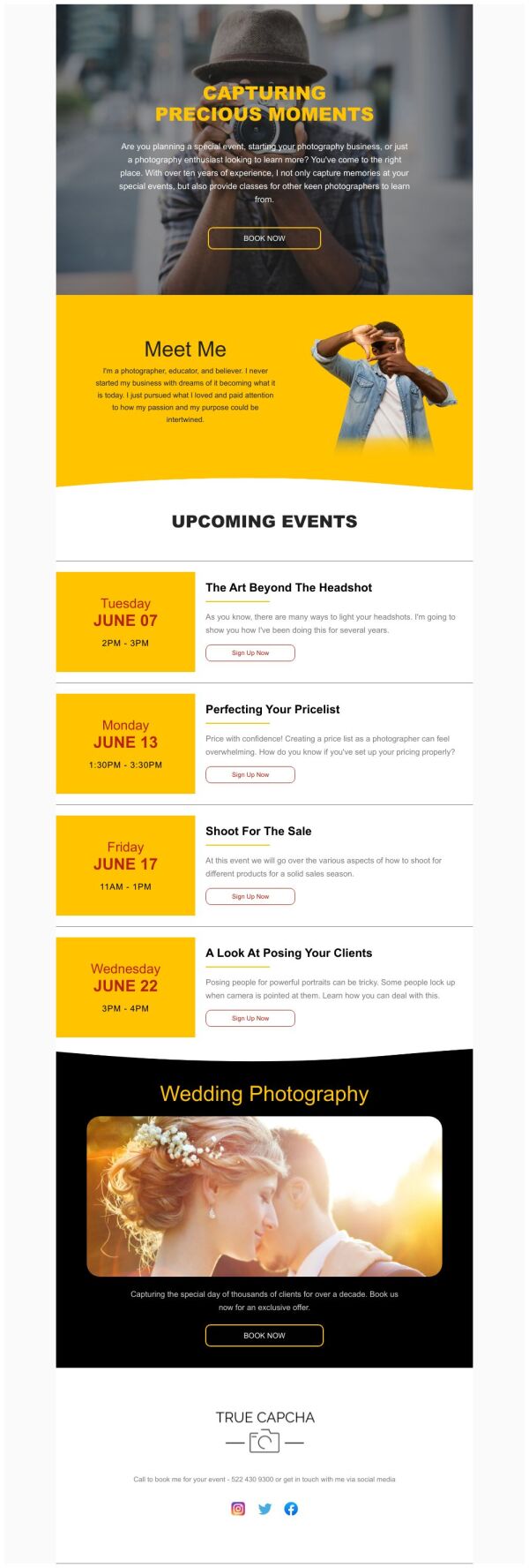 Basic Event Photo Email Event Schedule Email Template 'Book Photography Session' for Small ...