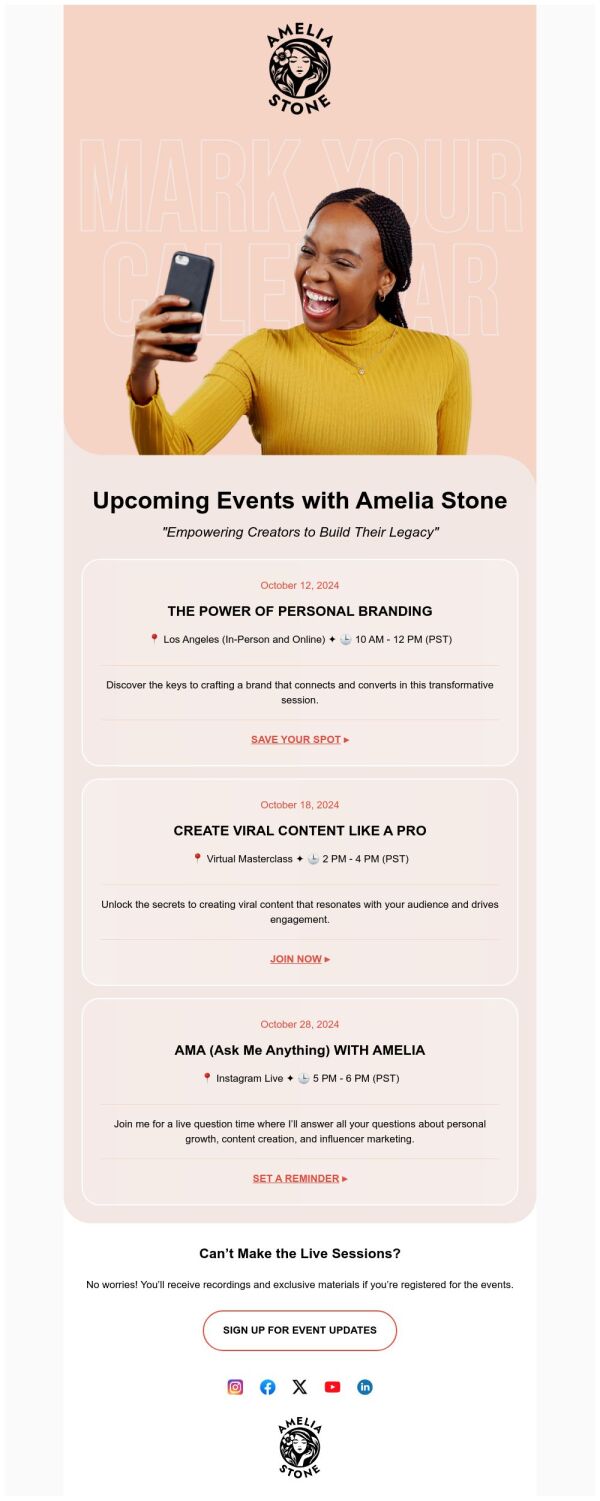 Event Schedule Email Template 'Empowering Creators' for Speaker ...
