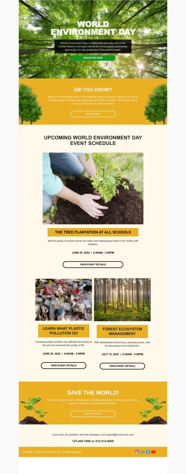 Event Schedule Email Template 'Environment Day' for Environment Agency