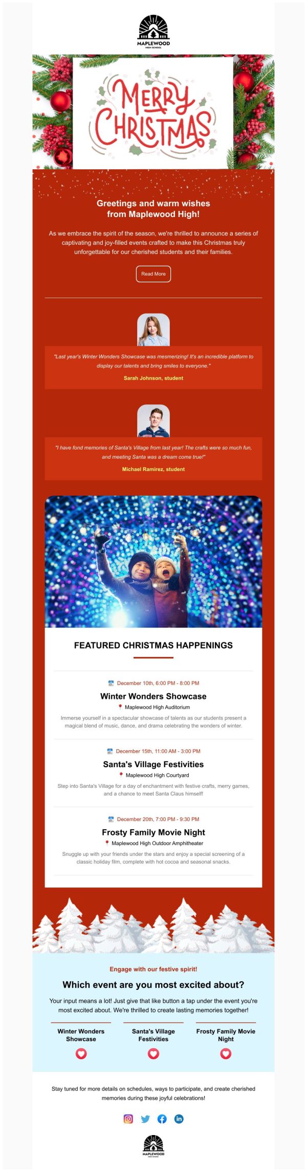 Event Schedule Email Template 'Featured Happenings' for Christmas ...