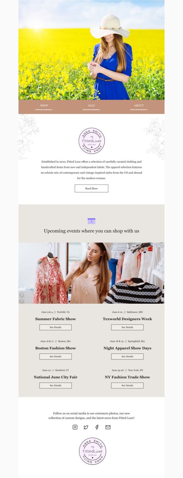 Basic Event Photo Email Event Schedule Email Template 'Shop With Us' for Small Business ...
