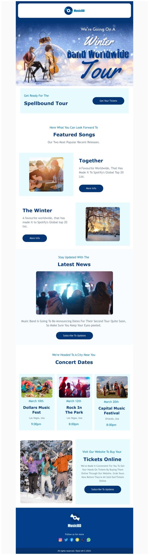 Event Schedule Email Template 'Spellbound Tour' for Winter | PosterMyWall