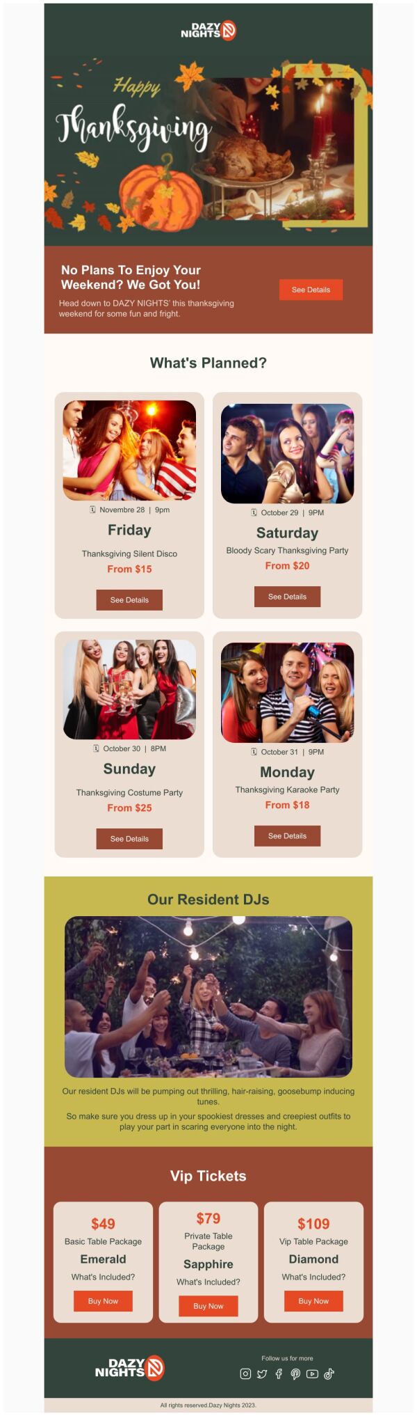Event Schedule Email Template 'Weekend Fun' for Thanksgiving | PosterMyWall