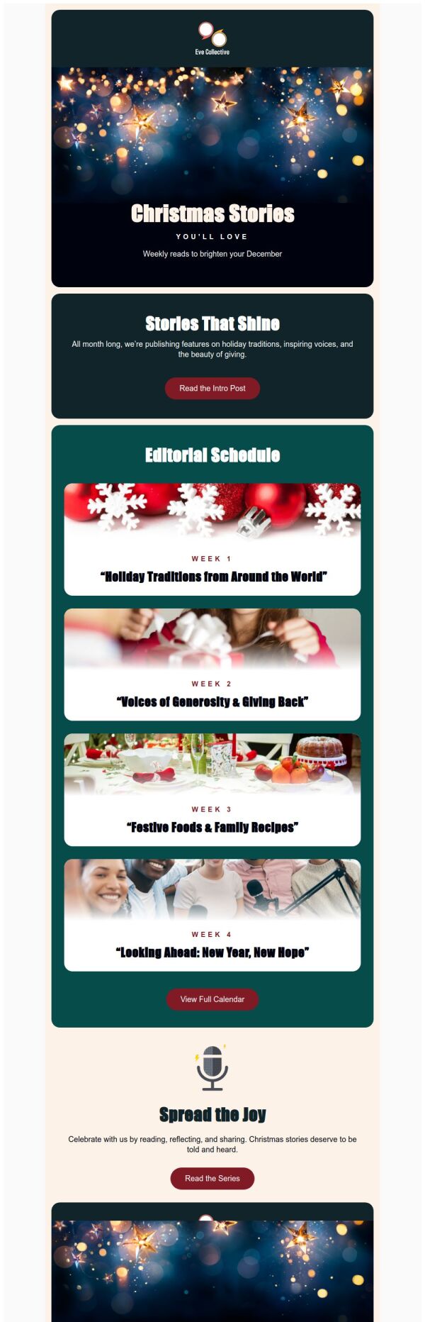 Event Schedule Email Template 'Weekly Reads' for Christmas | PosterMyWall
