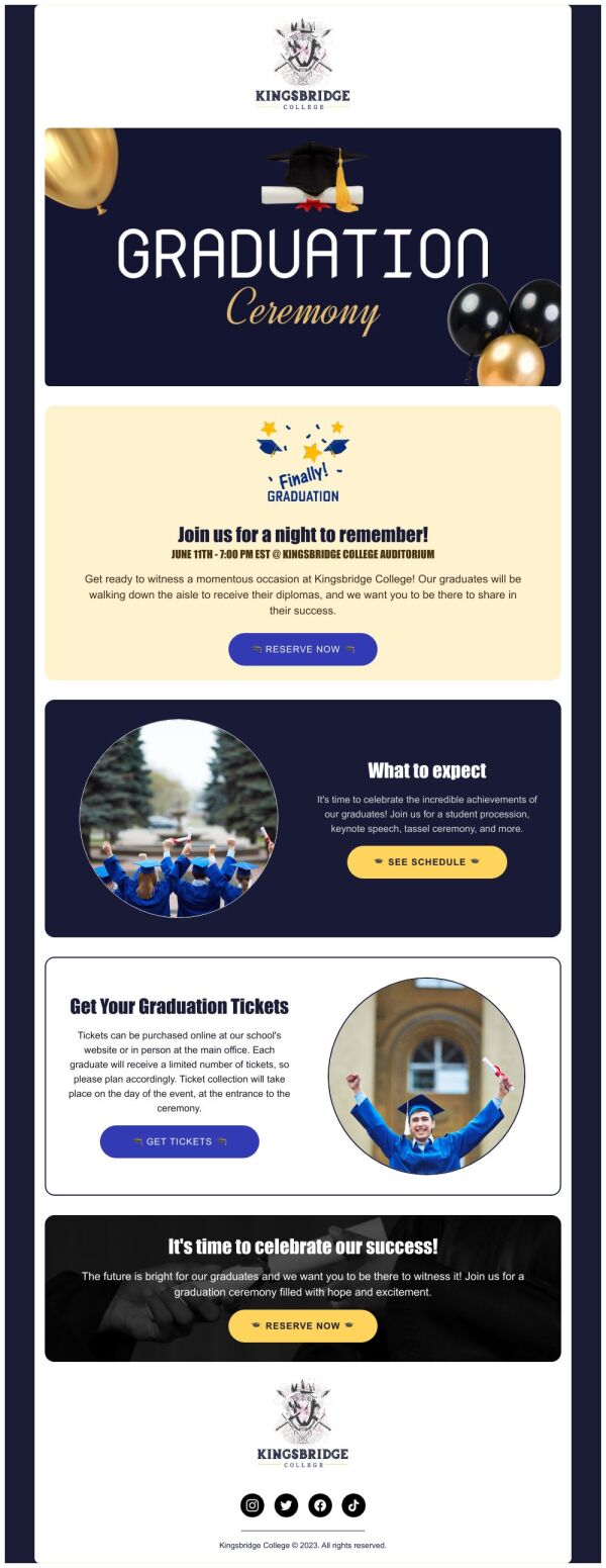 Invitation Email Template 'A Night To Remember' for Graduation