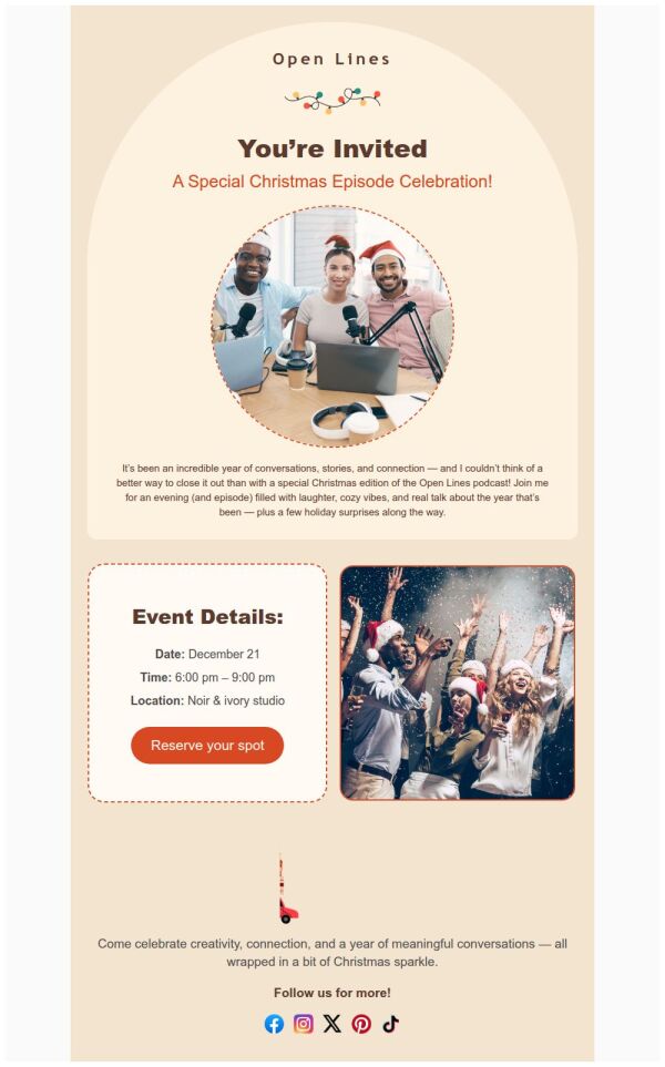 Invitation Email Template 'Celebration Podcast' for Christmas ...