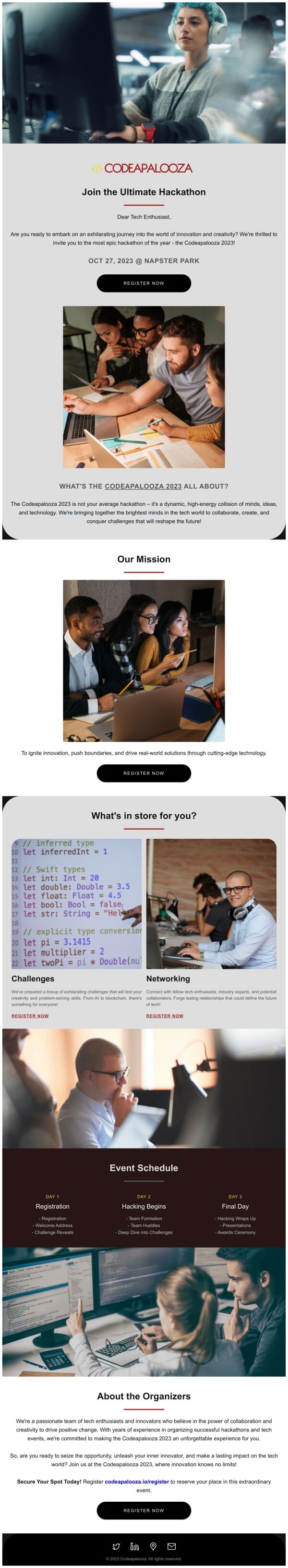 Invitation Email Template 'Coding Hackathon' for Technology PosterMyWall