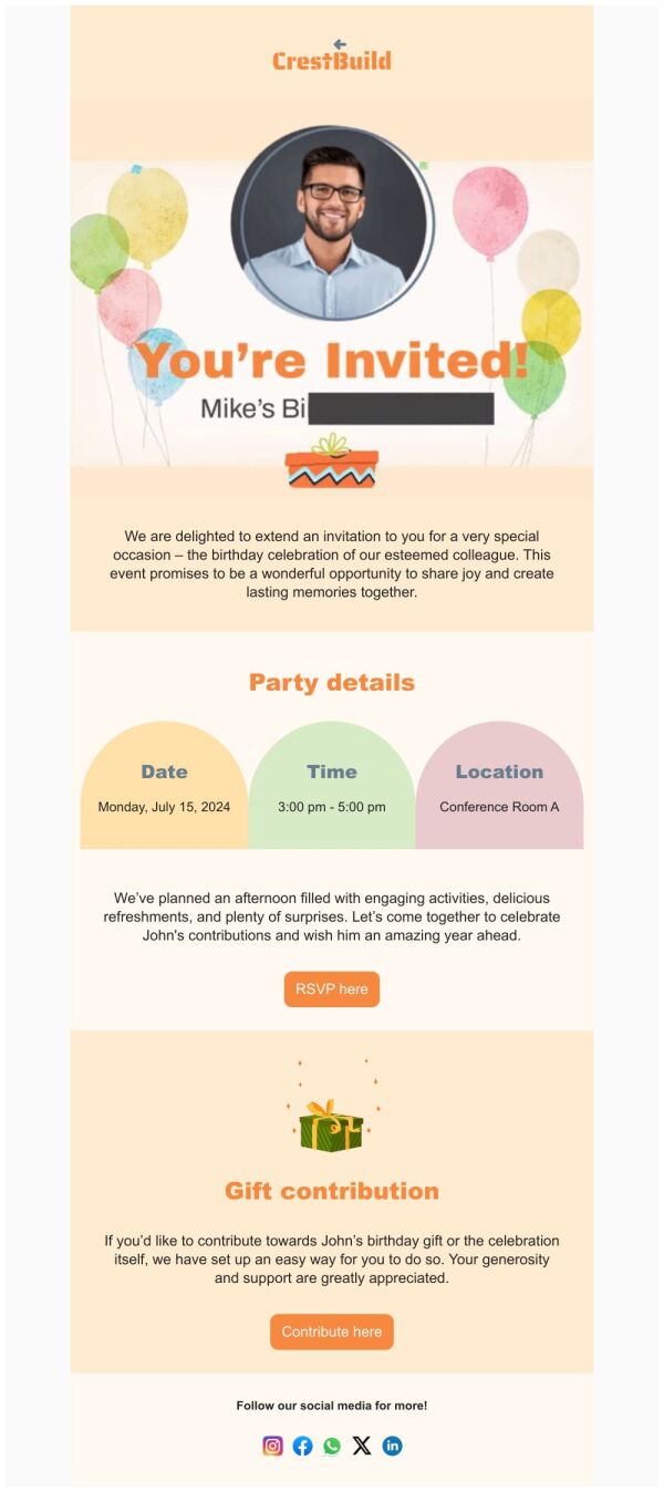 Email With Invitation Invitation Email Template 'CrestBuild' for Corporate | PosterMyWall