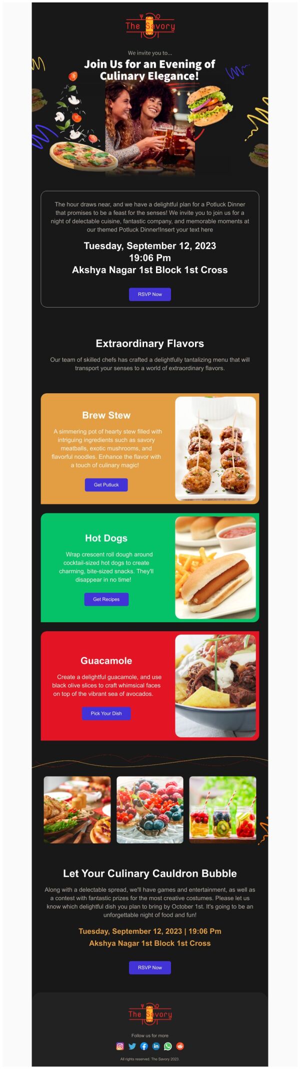 Caterease Emailtemplates Invitation Email Template 'Culinary Elegance' for Food | PosterMyWall