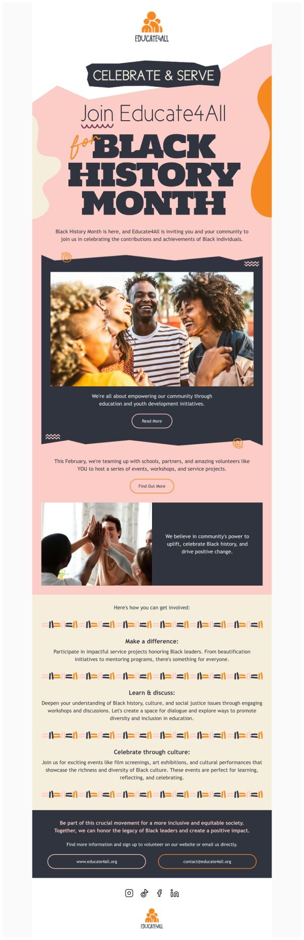 Invitation Email Template 'Educate Everyone' for Black History Month