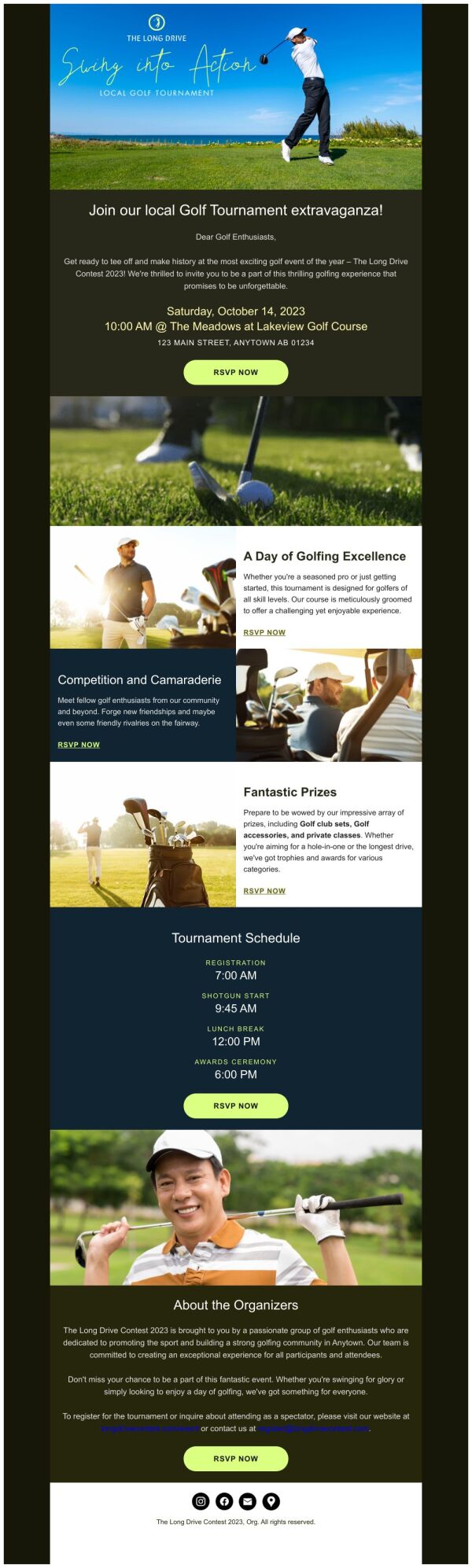 Invitation Email Template 'Golf Tournament' for Sports PosterMyWall