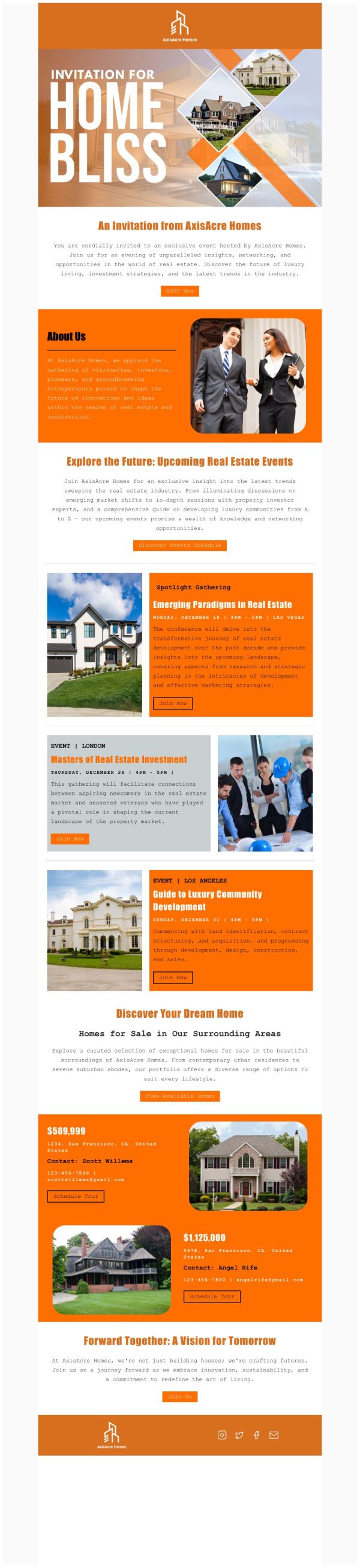 Invitation Email Template 'Home Bliss' for Real Estate