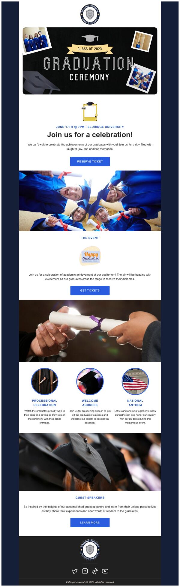 Invitation Email Template 'Join Us For A Celebration' for Graduation ...