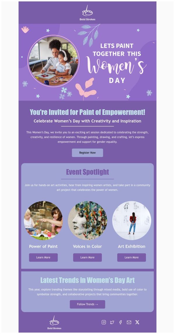 Invitation Email Template 'Paint of Empowerment' for Women's Day