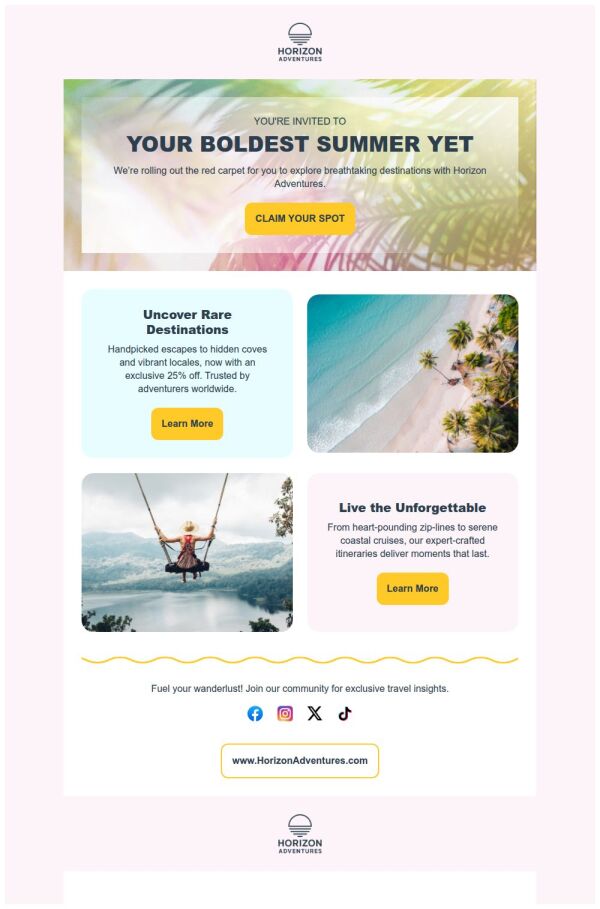 Invitation Email Template 'Rare Destinations' for Summer | PosterMyWall