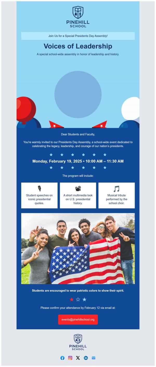 Invitation Email Template 'Voices of Leadership' for President's Day ...