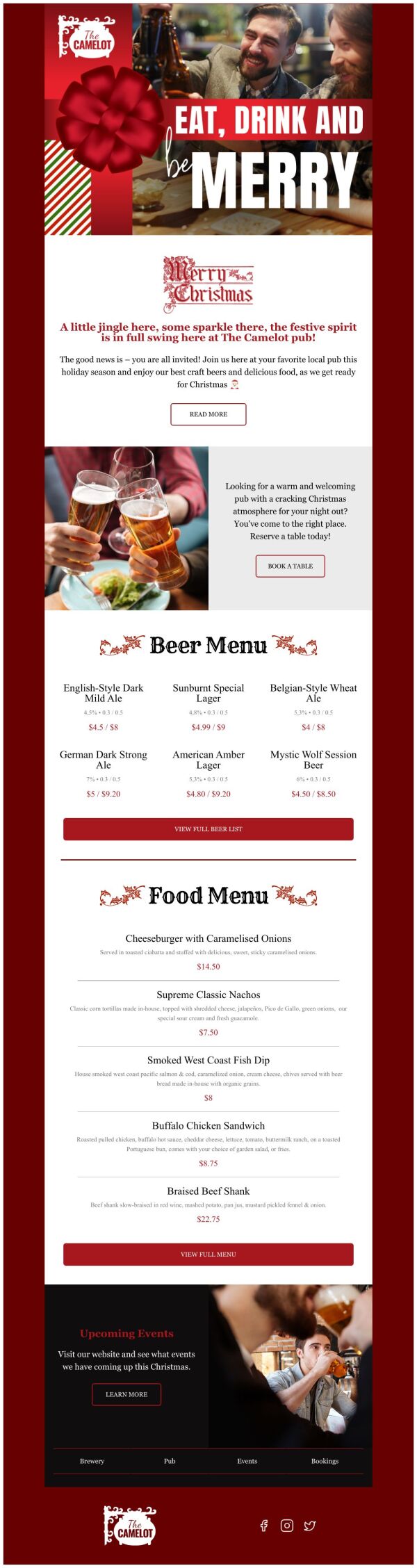 Menu Email Template 'Eat, Drink and Be Merry' for Christmas | PosterMyWall