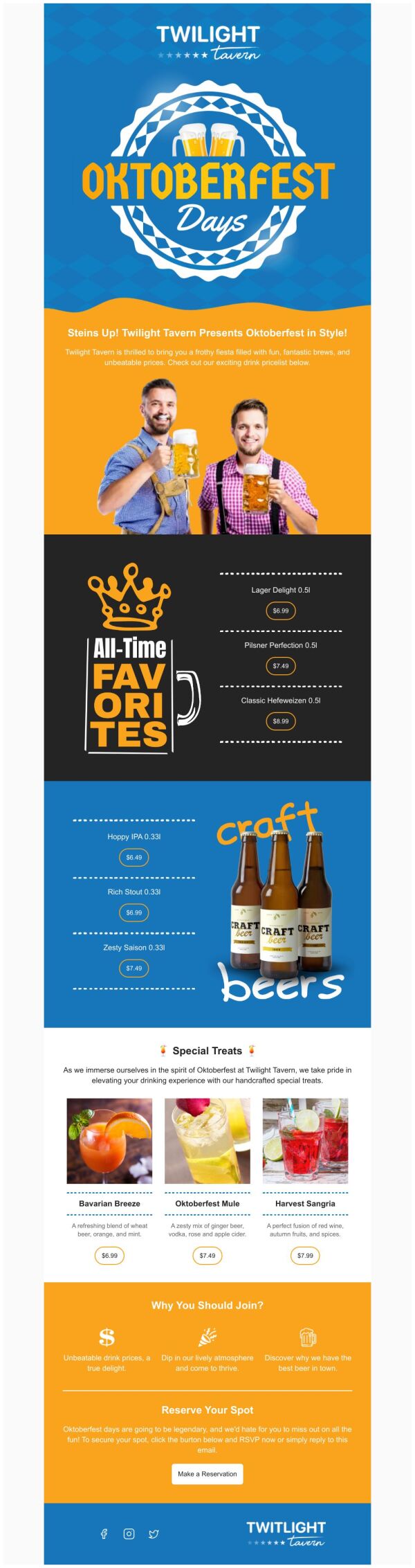 Menus Email Template 'Frothy Fiesta' for Oktoberfest | PosterMyWall