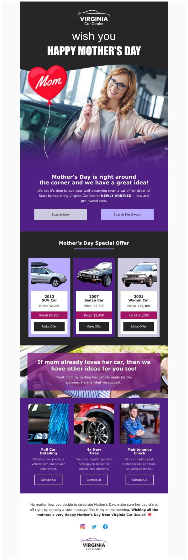 New Arrival Email Template 'Car Dealer' for Mother's Day | PosterMyWall