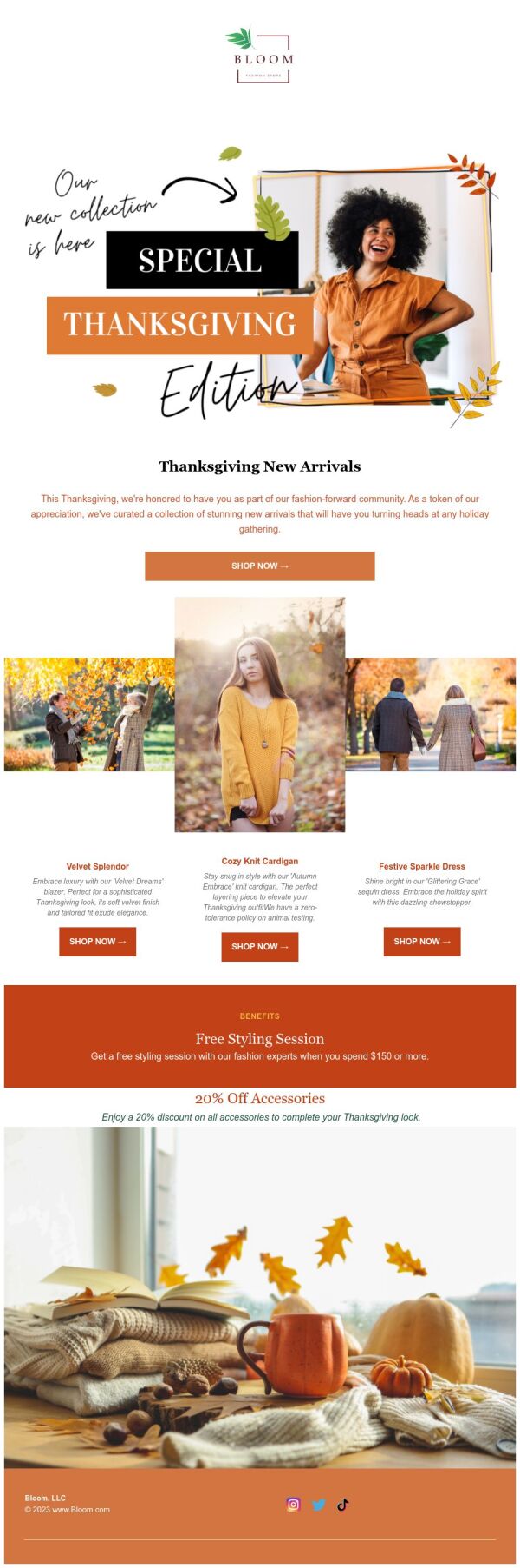 New Arrival Email Template 'Clothing Collection' for Thanksgiving