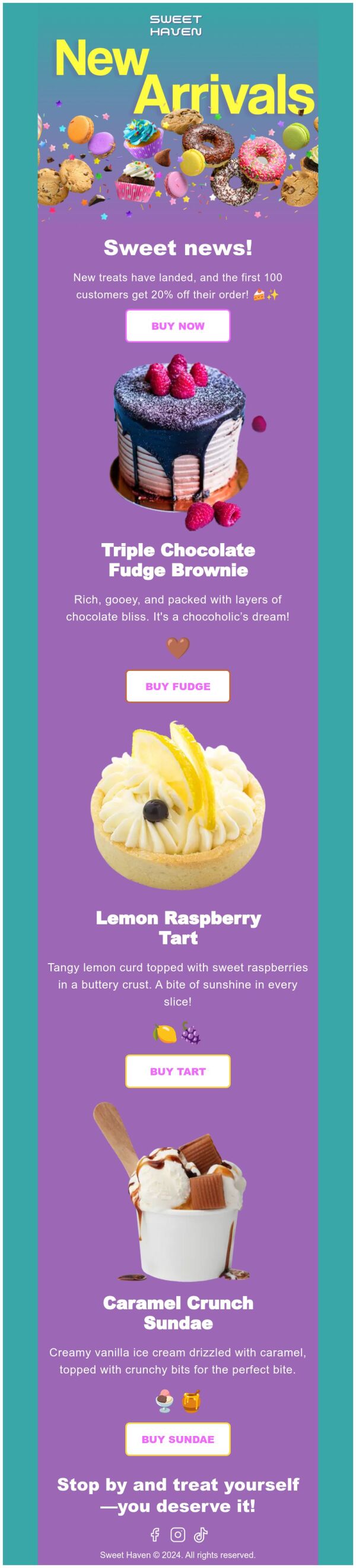 delicious - email food template | food email templates... New Arrival Email Template 'Desserts and Sweets' for Food | PosterMyWall