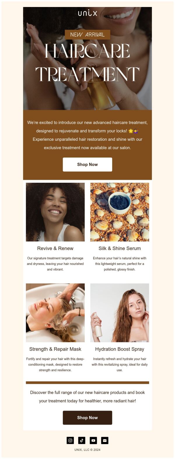 New Arrival Email Template 'Haircare Treatment' for Spa | PosterMyWall