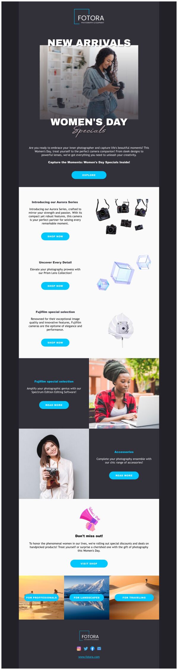 New Arrival Email Template 'Photography Equipment' for Women's Day ...