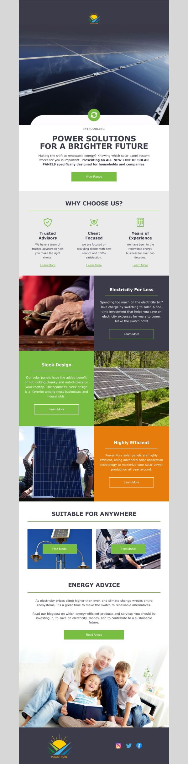 New Arrival Email Template 'Solar Power Solutions' for Corporate ...
