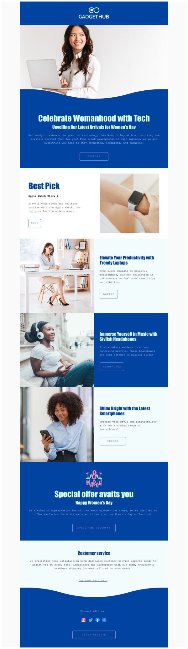 New Arrival Email Template 'Tech Store' for Women's Day | PosterMyWall