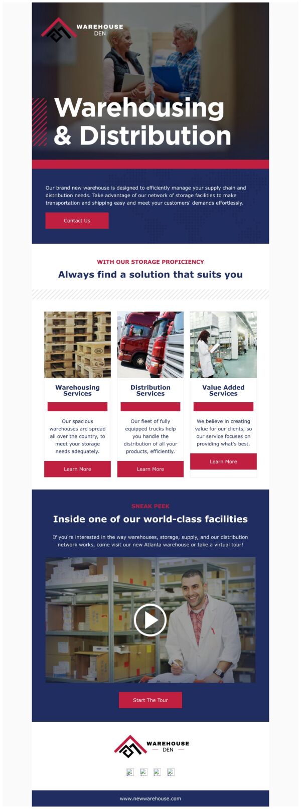New Arrival Email Template 'Warehousing Services' for Corporate
