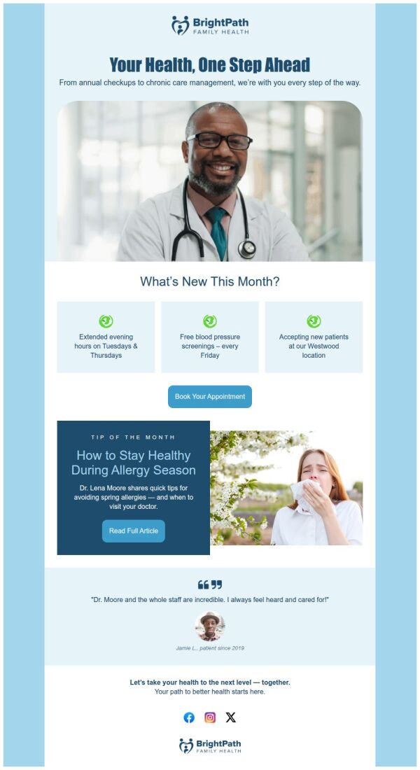 Health Email Newsletter Email Template 'Annual Checkups' for Healthcare | PosterMyWall