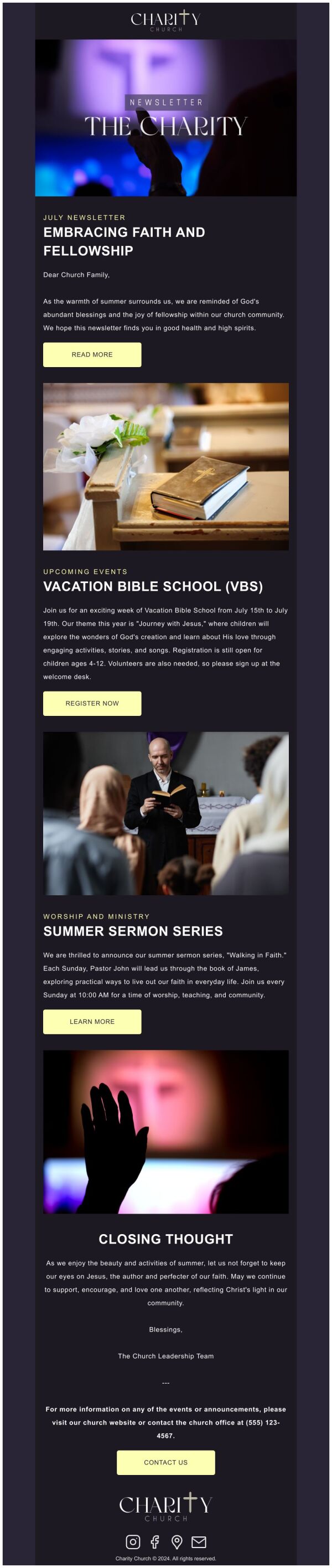 Newsletter Email Template 'Charity Church' for Church | PosterMyWall