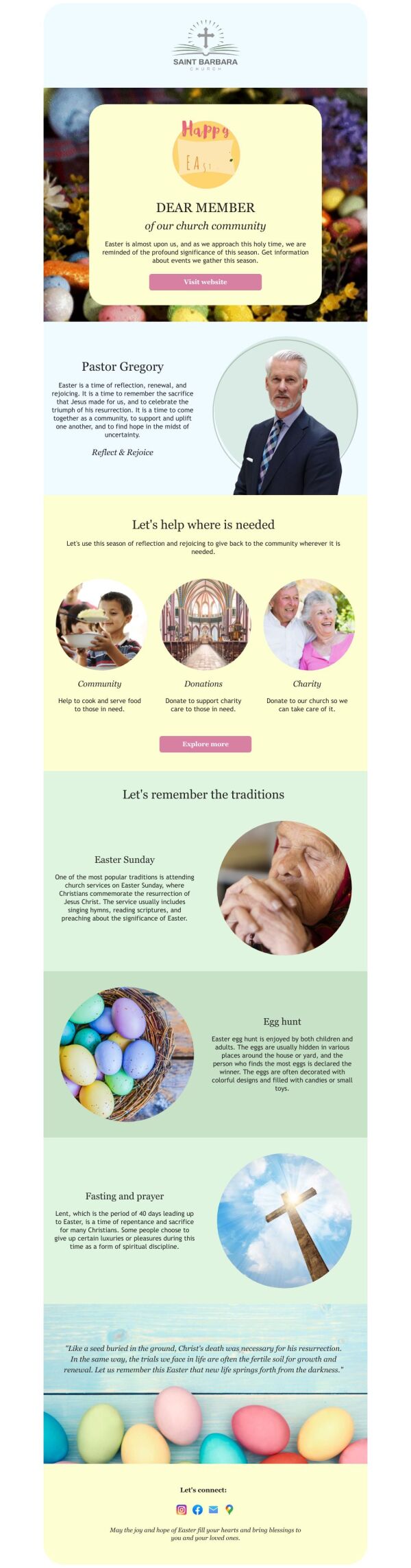 Newsletter Email Template 'Church Community Activities' for Easter