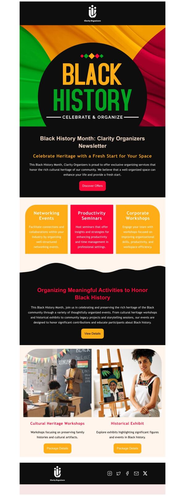 Newsletter Email Template 'Clarity Organizer' for Black History Month