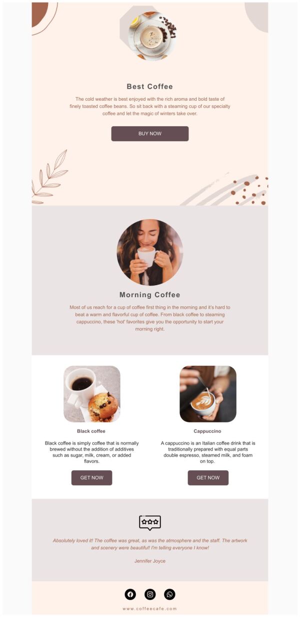 Newsletter Email Template 'Coffee Types' for Food Industry PosterMyWall