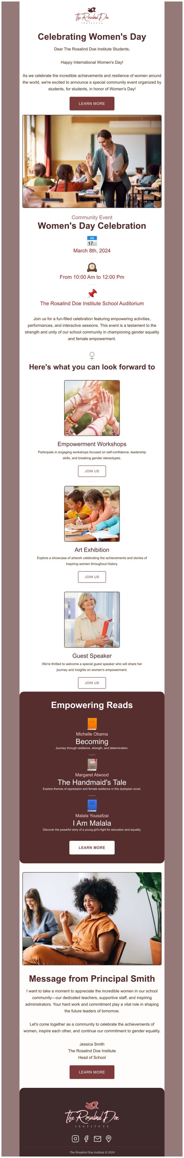 Newsletter Email Template 'Community Event' for Women's Day | PosterMyWall