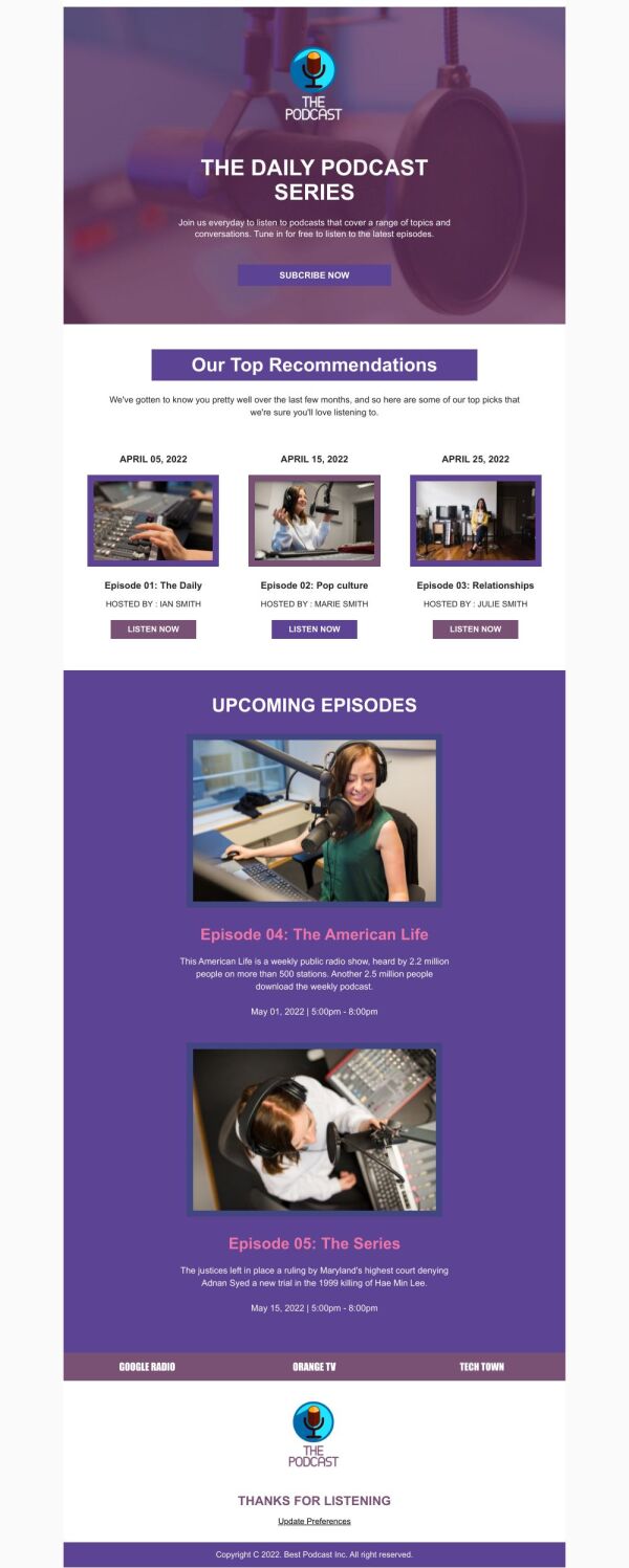 Newsletter Email Template 'Daily Podcast Series' for Personal Branding ...