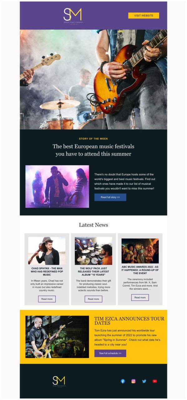 Music Newsletter Format Examples Newsletter Email Template 'European Music Festivals' for Bands ...