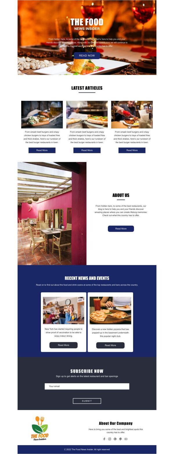 Newsletter Email Template 'Food News Insider' for Food Industry
