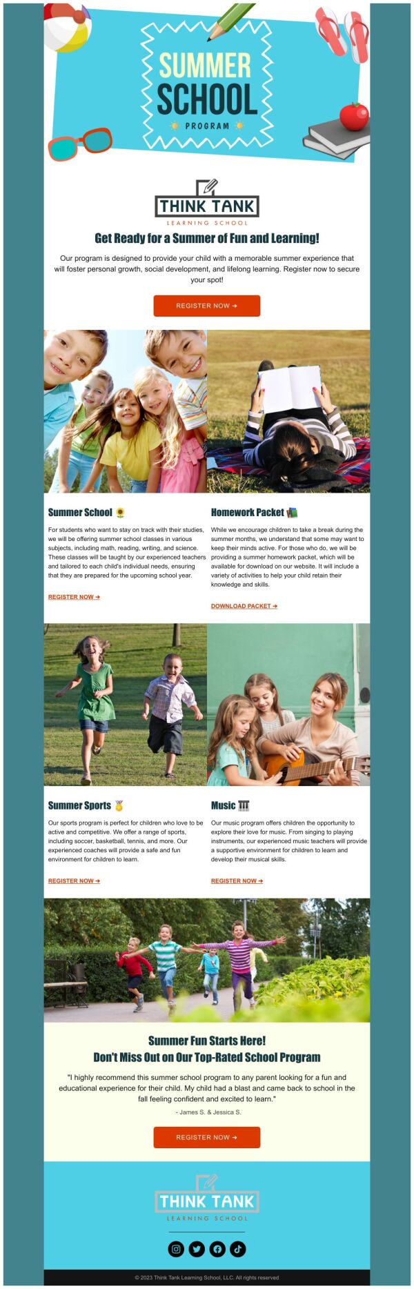 Newsletter Email Template 'Fun and Learning' for Summer PosterMyWall