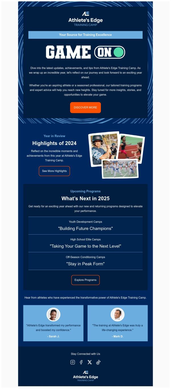 Newsletter Email Template 'Game On' for Sports | PosterMyWall